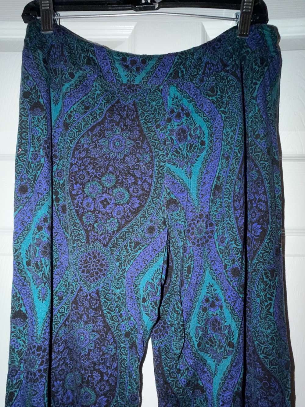 Soma Pajama Lounge Set Large Teal Blue Paisley Tunic Pants - Picture 9 of 10